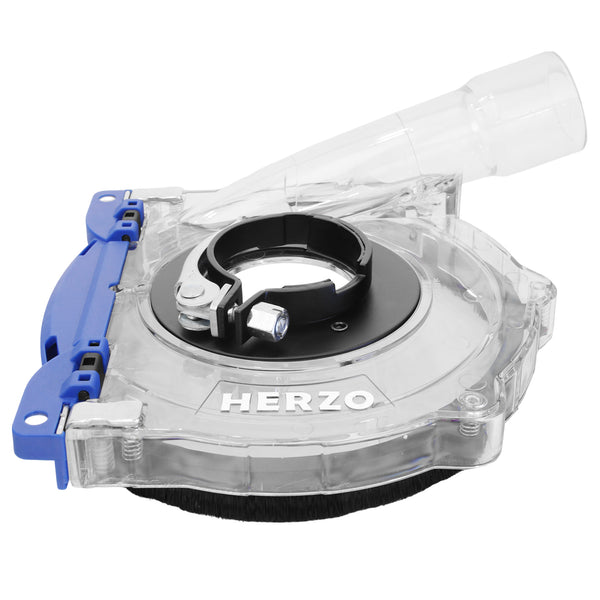 HERZO HDE45X Clear Grinding Dust Shroud 125mm (4.5"/5"), Brush‑Ring Extraction