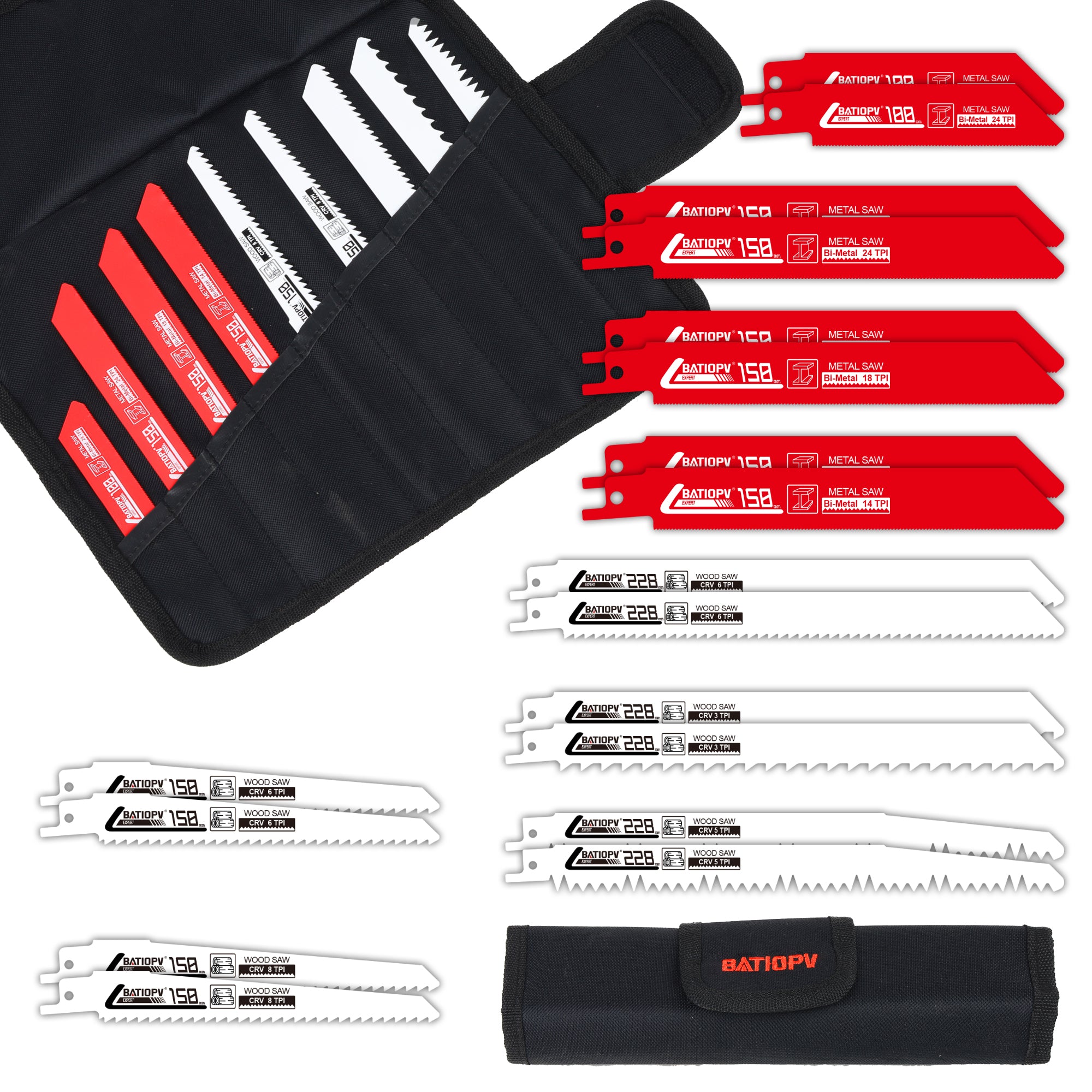 BATIOPV 32‑Piece Reciprocating Saw Blade Set with Pouch - HERZO® Tools