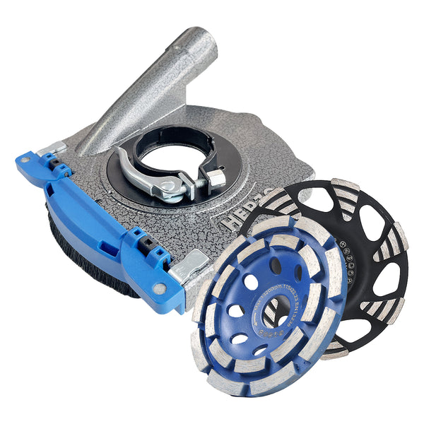 HERZO 125mm Aluminum Dust Shroud Kit + 115mm Double‑Row & 125mm Turbo Cup