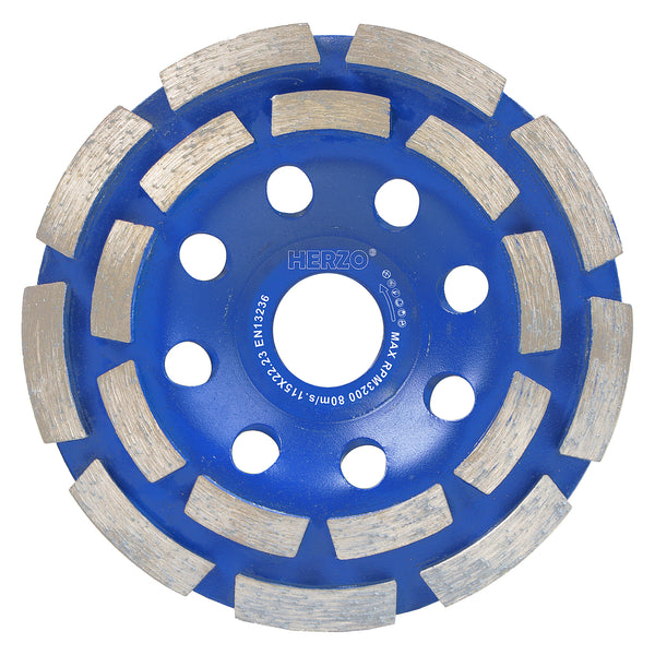 HERZO HSO4.1T Segmented Double‑Row Grinding Cup 115mm, Blue